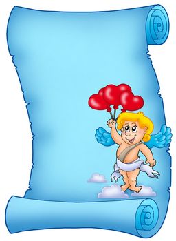 Blue parchment with Cupid 6 - color illustration.