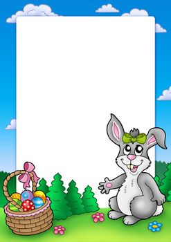 Easter frame with cute bunny - color illustration.