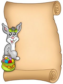 Easter parchment with bunny - color illustration.