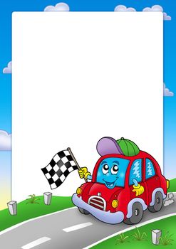 Frame with car race starter - color illustration.