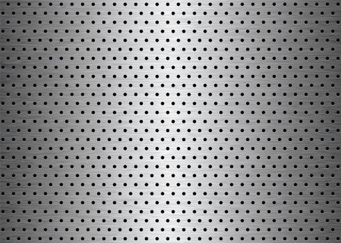 Brushed sheet metal plate background with holes with grain