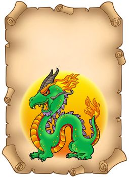Parchment with Chinese dragon - color illustration.
