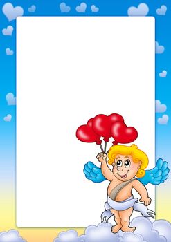 Valentine frame with Cupid 5 - color illustration.