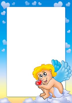 Valentine frame with Cupid 6 - color illustration.