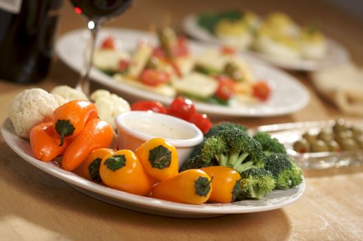 Vegetable Platter, Dip and Other Appetizers