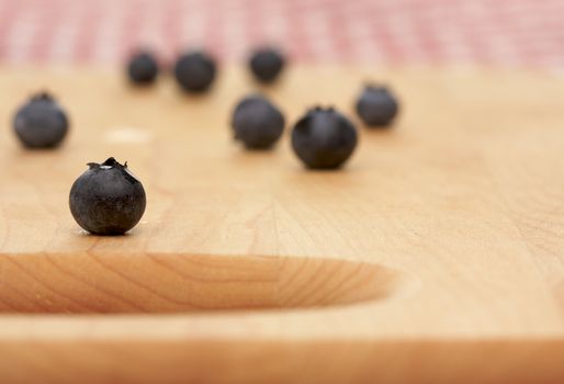 Blueberries on a Cutting Board with Narrow Depth of Field