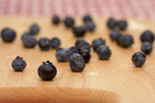 Blueberries on a Cutting Board with Narrow Depth of Field