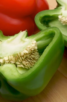 Macro Shot of Cut Bell Pepper on Cutting Board