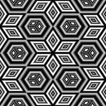 Black and white geometric pattern that tiles seamlessly.