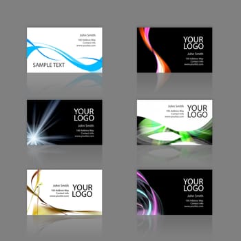 An assortment of 6 modern business card templates - print ready and fully customizable. These include .25 inch bleed. Cards are 3.75 x 2.25 total, and trim to the standard 3.5 x 2 size.