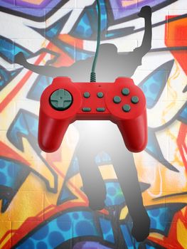 A red game controller isolated over white with plenty of copy space.  This file includes the clipping path.  