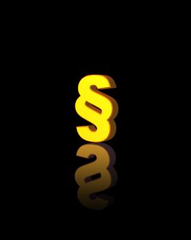 golden paragraph symbol on black background - 3d illustration