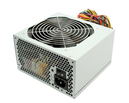 Computer power supply with fan and wires 1