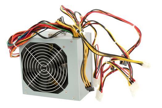 Computer power supply with fan and wires 1