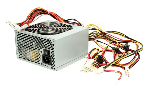 Computer power supply with fan and wires 1