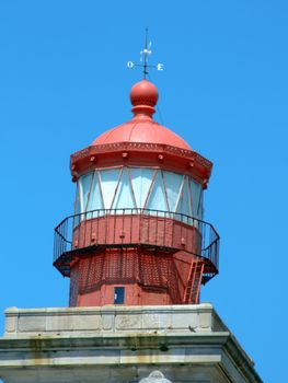 Lighthouse at Cabo Da Roca, also called Focinho Da Roca (Roca Snout), in the most western point of continental Europe. It lies on the Atlantic coast of Lisboa district, about 40 km distant from Lisbon. Known to the Romans as Promontorium Magnum, the cape is a narrow granite cliff, forming the western end of the Sintra Mountains.