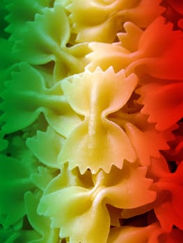 Close-up of italian raw farfalle pasta