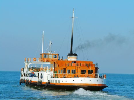 Lisbon ferry-boat cruising on river Tejo