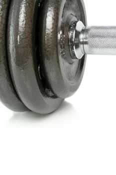 Closeup dumbbell isolated on white 1