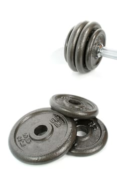 Iron dumbbells set solated on white 3