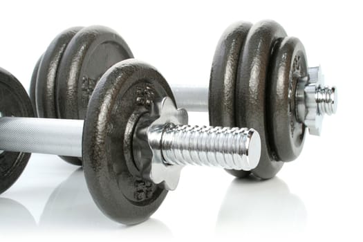 Iron dumbbells set solated on white 2