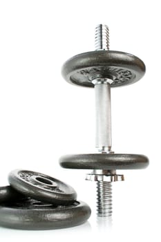 Iron dumbbells set solated on white