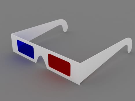 Red blue 3D glasses isolated on a gray background