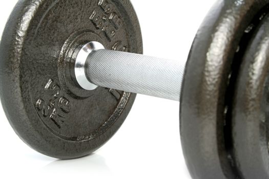 Closeup dumbbell isolated on white