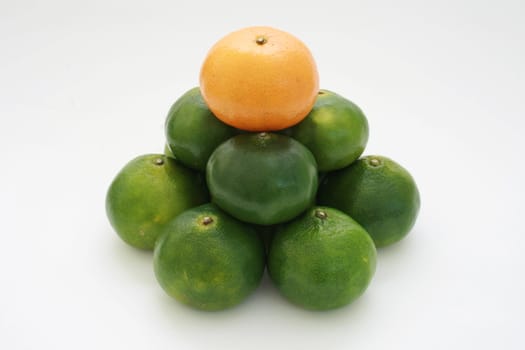 citrus fruit pyramid with the orange ponkan on top
