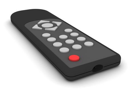 Universal remote control on white background. High resolution 3D image rendered with soft shadows.