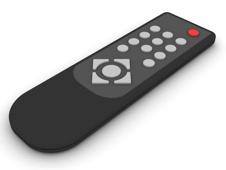 Universal remote control on white background. High resolution 3D image rendered with soft shadows.