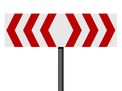 Red and white different direction sign isolated on a white background