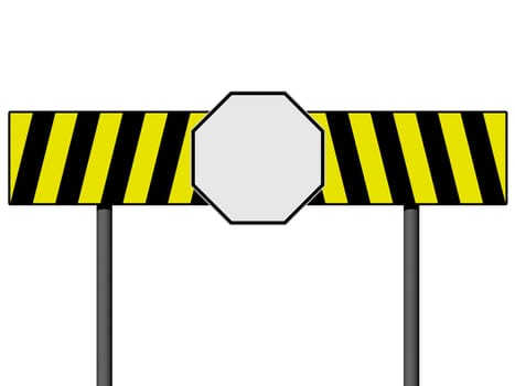 Empty warning sign with yellow and black lines isolated on a white background