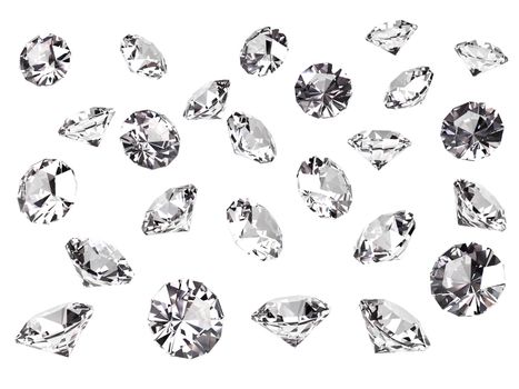 Several diamonds isolated on white background. High resolution 3D render