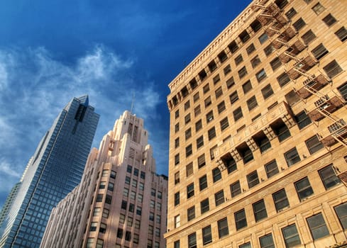 Modern skyscrapers soaring in downtown Los Angeles HDR processed