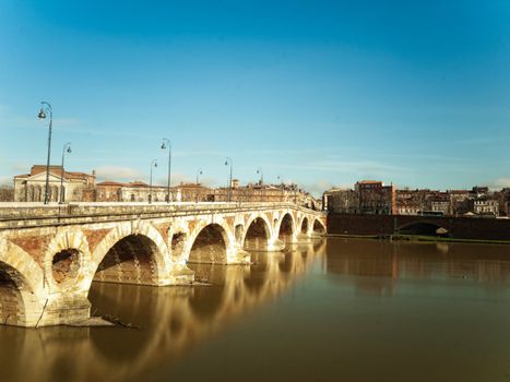 Pont neuf bridge over the garonne in the city of Toulouse in France