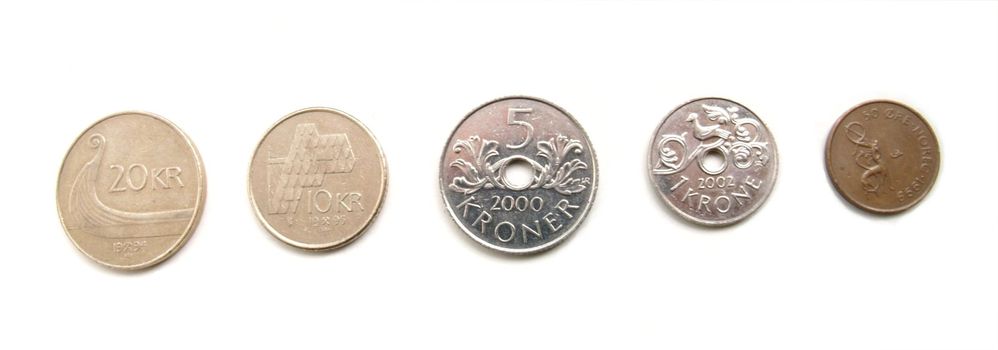 collection of all norwegian coins in use