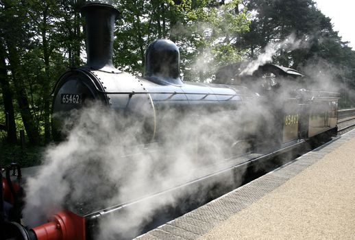 old steam train at a railway museum