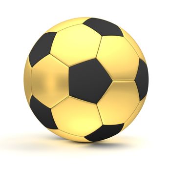 classic ball consisting of black pentagons and gold metallic hexagons