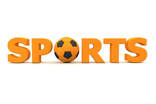 orange word Sports with football/soccer ball replacing letter O