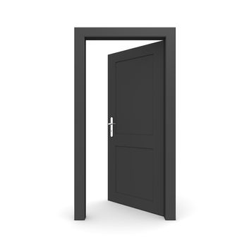 single black door open - door frame only, no walls