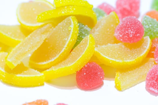 heap of colorful dried sugared fruits