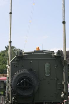 military truck with radio masts