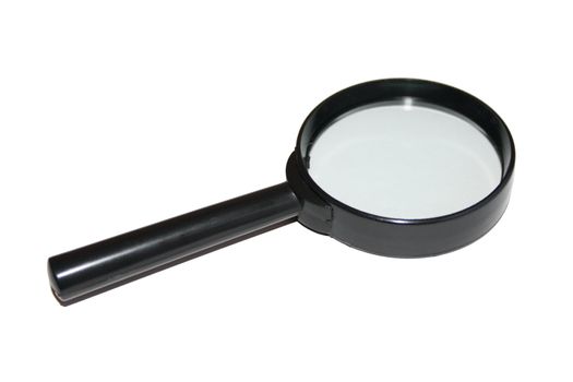 A black magnifier isolated on a white background
