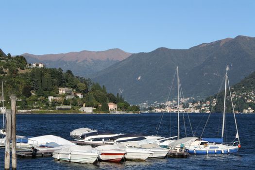 The little harbour in Cernobbio, a beautiful town stretched out along Como lake, in the North of Italy