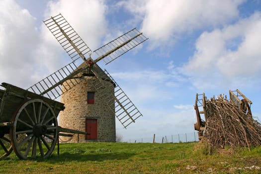 Old windmill in France (Near Mont-Saint-Michel)