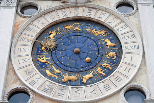 St Mark's Clocktower, situated on St Mark's Square in Venice, Italy