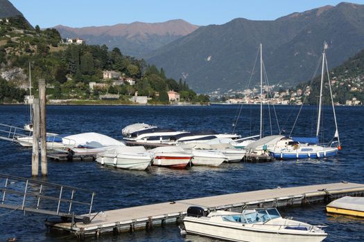 The little harbour in Cernobbio, a beautiful town stretched out along Como lake, in the North of Italy