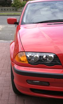 red bmw front wing and headlight