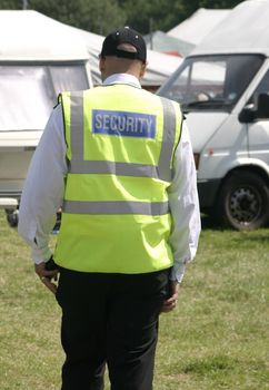 security man walking around the showground